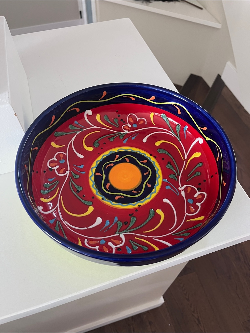 Vintage hand painted serving bowl - made in Spain